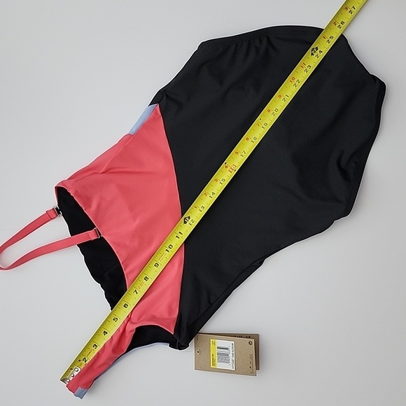 NIKE Women's Asymmetrical Swimsuit Colorblock Coral Pink Lavender Black Sz Small - Picture 14 of 16